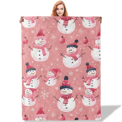 Snowman Festive Pattern Blanket: Cozy Winter Snowmen Design