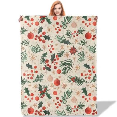 Holly Berry Christmas Pattern Blanket: Festive Holiday Throw Design