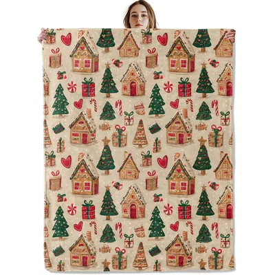 Gingerbread Houses Christmas Pattern Blanket No. 2
