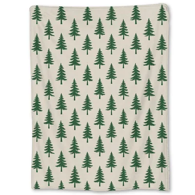 Green Pine Trees Christmas Blanket: Cozy Holiday Pattern for Your Home