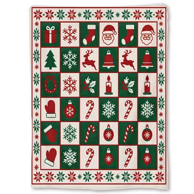 Christmas Patchwork Santa Reindeer Blanket No. 2