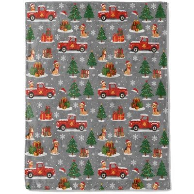 Christmas Red Truck Dogs Pattern Blanket