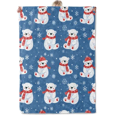 Polar Bears with Red Blanket: Cozy Winter Bear Design