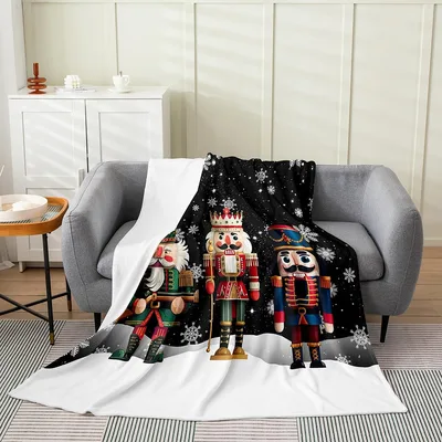 Nutcracker Soldiers in Snow Blanket: Three Classic Holiday Figures