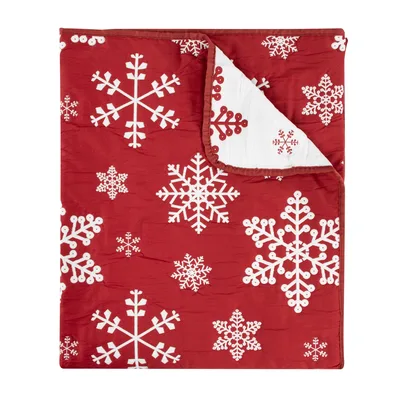 Red White Snowflake Pattern Blanket No. 2