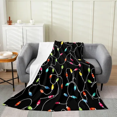Christmas String Lights Pattern Blanket: Colorful Vintage