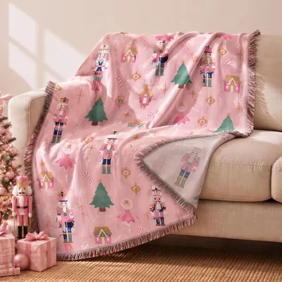 Pink Nutcracker Christmas Pattern Blanket No. 2