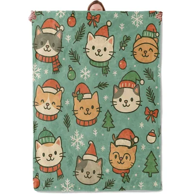 Christmas Cat Faces Pattern Blanket featuring cute cats