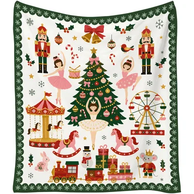 Christmas Nutcracker Carousel Scene Blanket featuring ballerinas