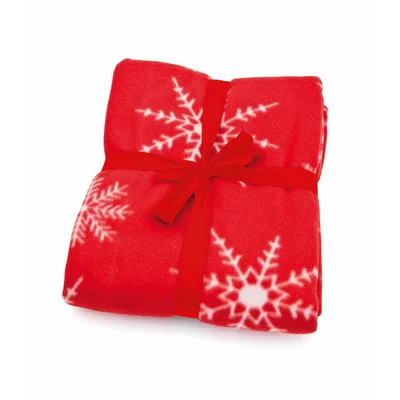 Red Snowflake Nordic Pattern Blanket: Festive White Crystals on Red