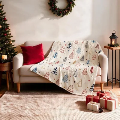 Christmas Tree Outline Pattern Blanket for Holiday Lovers