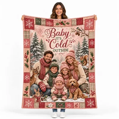 Baby It's Cold Outside Blanket: Family Holiday Fleece Design