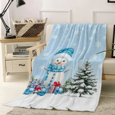 Watercolor Snowman Winter Scene Blanket for Cozy Holiday Naps