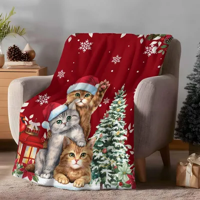 Christmas Cats in Santa Blanket: Feline Holiday Cheer