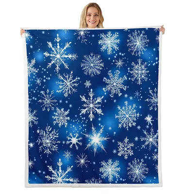 Blue Snowflakes Winter Pattern Blanket
