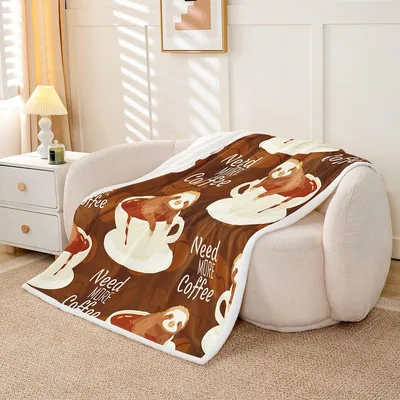 Sloth Coffee Blanket: Need More Coffee Sloth Throw for Drink Lovers