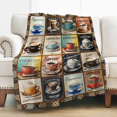 Espresso Lover Blanket: Vintage Coffee Cups Throw