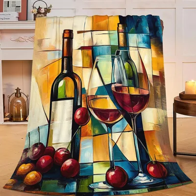 Wine Glass Blanket for Wine Lovers Who Love Art
