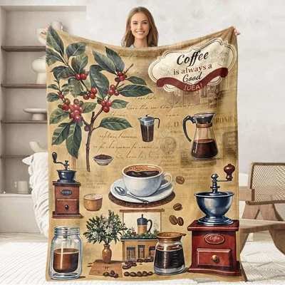 Coffee Lovers Gift Blanket: Vintage Coffee Print