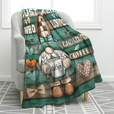 Just a Girl Who Loves Gnomes Blanket: Coffee and Gnome Design