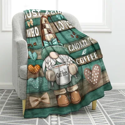 Gnomes and Coffee Blanket for Cozy Coffee Lovers