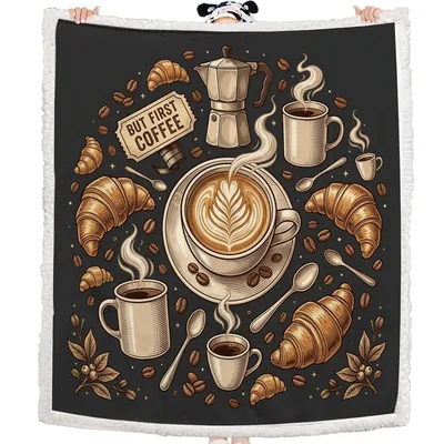 Latte Lover Blanket: Coffee Lover Throw With a Latte Art Cup