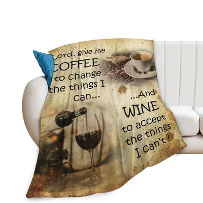 Coffee Wine Serenity Prayer Blanket for Coffee and Wine Lovers