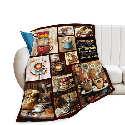 Coffee Cups Collage Blanket: Expresso Yourself Stay Grounded Design