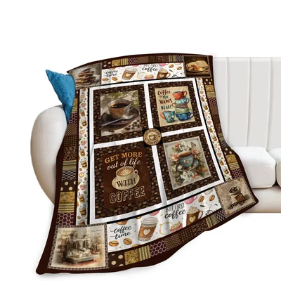 Coffee Time Blanket: Vintage Cafe Throw for Coffee Lovers