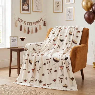 Cocktail Lover Blanket with Espresso Martini Print