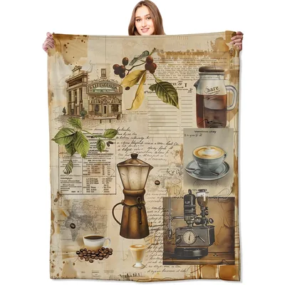 Vintage Coffee Lover Blanket for Coffee Fans