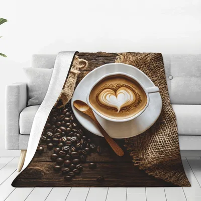 Cappuccino Heart Blanket for Coffee Lovers