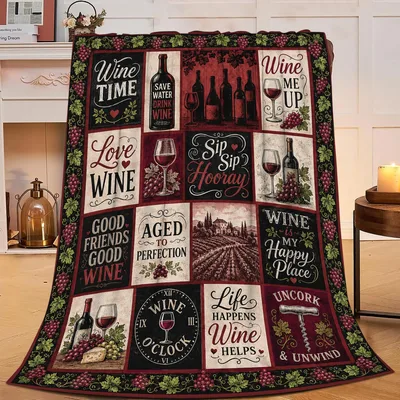 Wine Happy Place Blanket for Grape Lovers