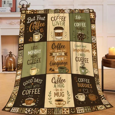 Coffee Quotes Blanket: Nine Mugs of Morning Humor