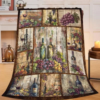 Vintage Wine Blanket: Wine Grapes Vintage Throw