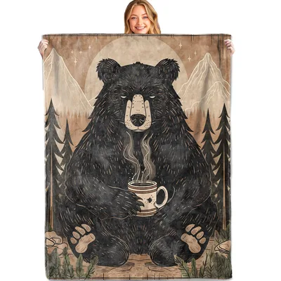 Coffee Bear Blanket: Mountain Morning Throw