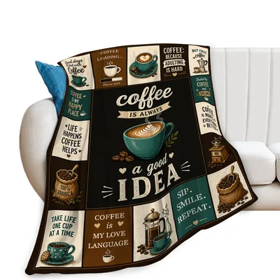 Good Days Start Blanket: A Coffee Lover Patchwork Throw