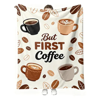Coffee Mug Blanket: But First Coffee Cozy Throw