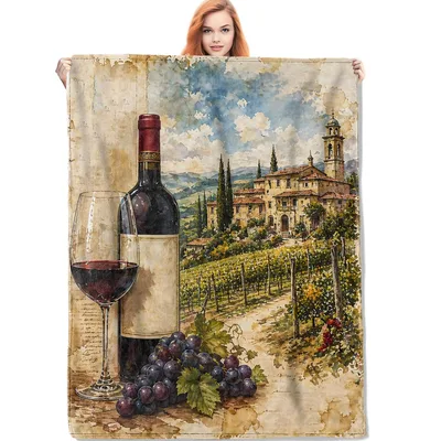 Tuscan Vineyard Blanket: A Glass of Red in Tuscany