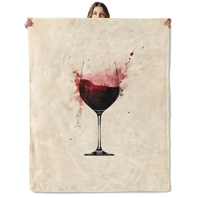 Wine Glass Art Blanket: Abstract Red Wine Glass Design for Enthusiasts