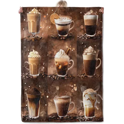 Coffee Drinks Lover Blanket Featuring Nine Artistic Coffee Varieties
