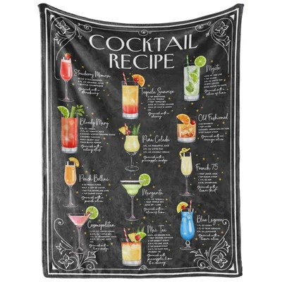 Cocktail Recipe Blanket for Drink Lovers and Bartenders
