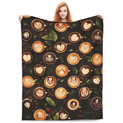Espresso Cup Blanket: Latte Art Coffee Print for Coffee Lovers
