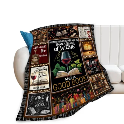 Nothing More Relaxing Blanket: Wine and Book Collage Design