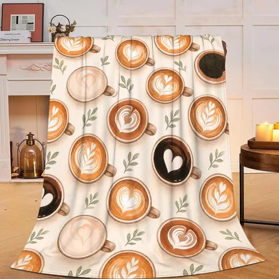 Latte Art Coffee Cups Blanket features a charming pattern