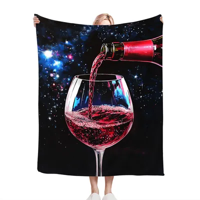 Galaxy Wine Glass Pouring Blanket: Cosmic Red Wine Throw