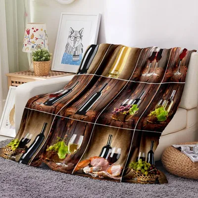 Wine Bottles and Grapes Blanket for Tasting Room Vibes