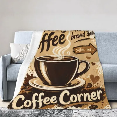 Coffee Corner Brewed Daily Blanket for Coffee Lovers