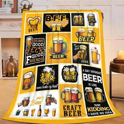 Beer Mugs and Craft Blanket: B.F.F. and Beer Quotes Design