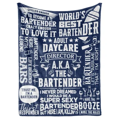 Bartender Daycare Director Typography Blanket features bold